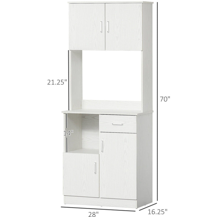 Freestanding Kitchen Cupboard, Microwave Counter, White