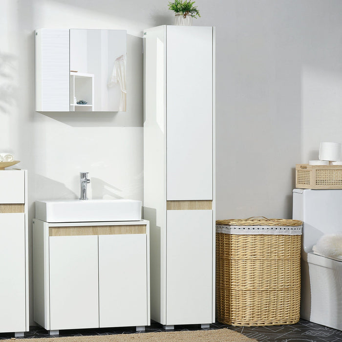 White 5-Tier Tall Bathroom Cabinet With Adjustable Shelves