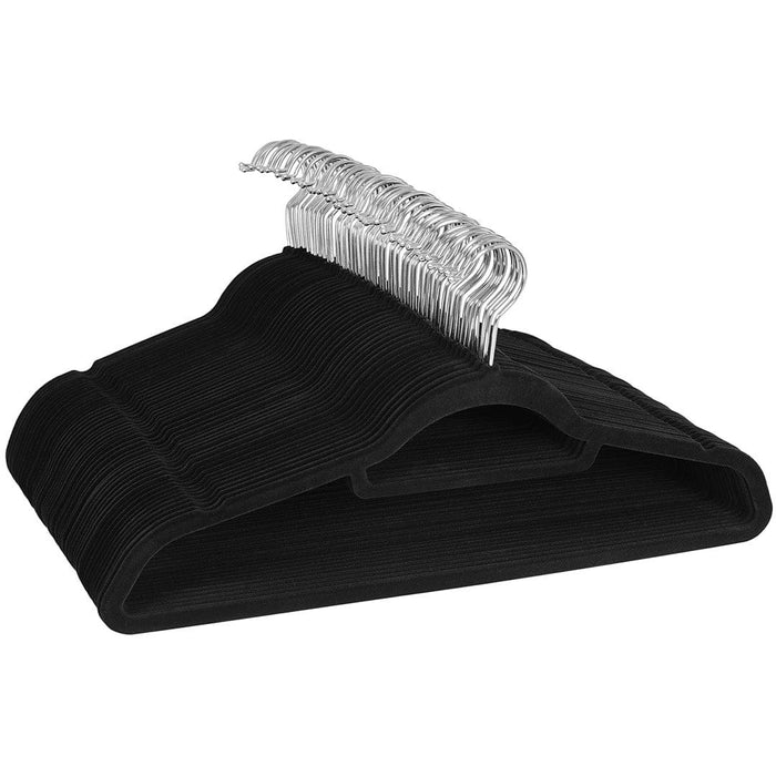 20 Non-Slip Velvet Hangers for Clothes, Black