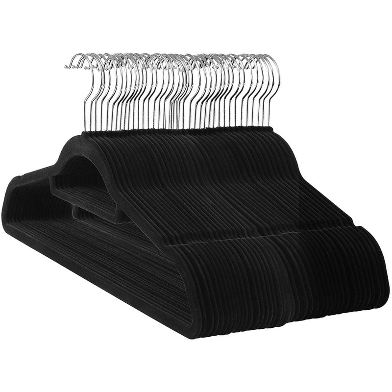 20 Non-Slip Velvet Hangers for Clothes, Black