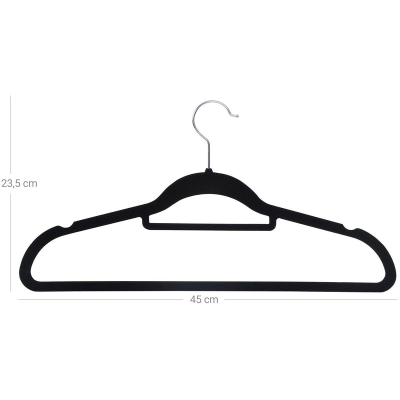 20 Non-Slip Velvet Hangers for Clothes, Black