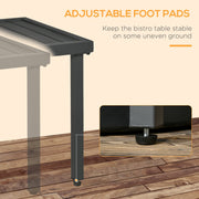 Outsunny Garden Side Table, Patio Coffee Table with Umbrella Hole, End Table with Steel Frame for Balcony, Grey Outsunny