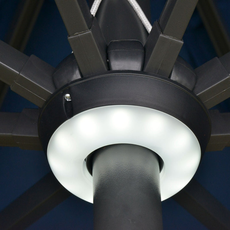 2.7m Garden Parasol With Lights, Tilt, Crank, Summer Shade