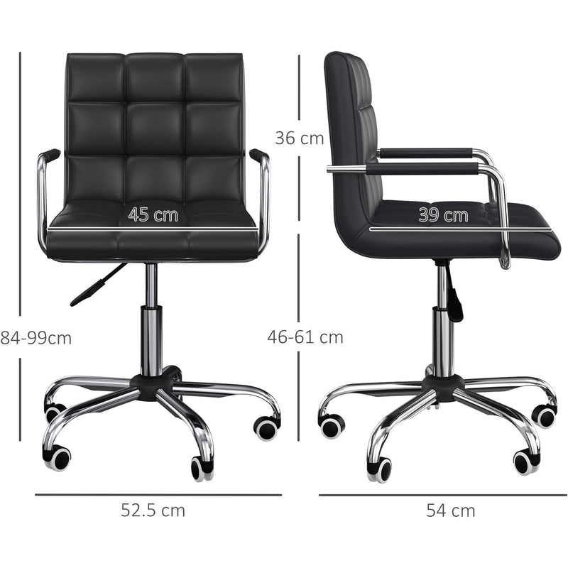PU Leather Swivel Desk Chair Black
