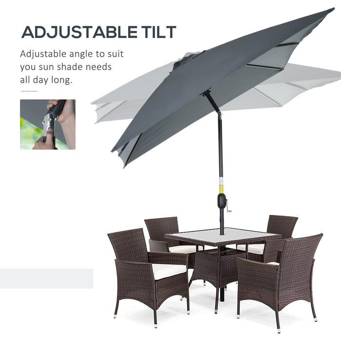 3x2m Stylish Garden Parasol Rectangular - Dark Grey