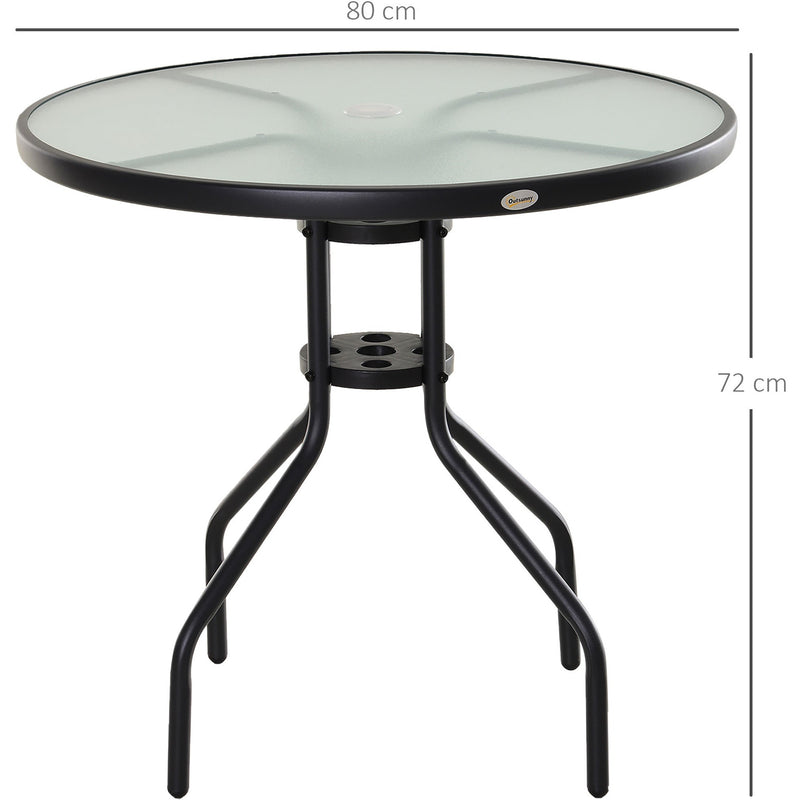 Round Glass Garden Table, 80cm