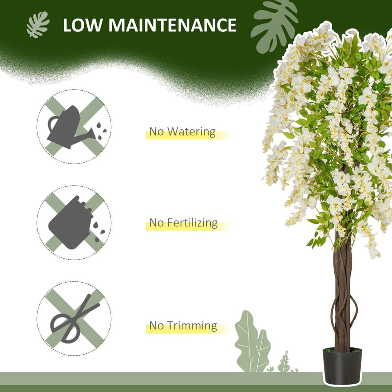 Realistic White Wisteria Tree, 160cm, Indoor/Outdoor Decor