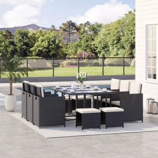 10 Seater Rattan Cube Garden Dining Set with Stools & Table 