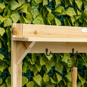 Outsunny Garden Potting Bench Table, Wooden Workstation Bench w/ Galvanized Metal Tabletop, Storage Shelves and Hooks, Natural Outsunny