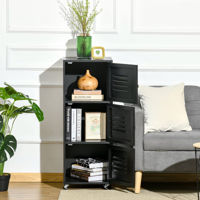 Black 3-Tier Rolling Storage Cabinet