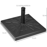 19kg Resin Garden Parasol Base for Poles of Φ32 - Φ48mm, Black Outsunny