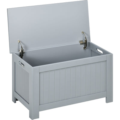 Large Grey Toy Storage Box with Lid & Safety Hinges Homcom