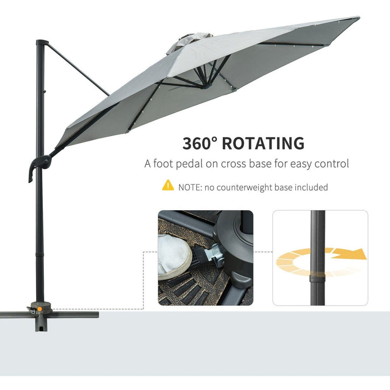 3m Roma Offset Cantilever Patio Parasol, 360° Rotation