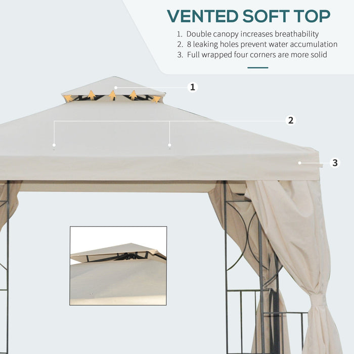 Steel Frame Gazebo With Sidewalls, 3x3m