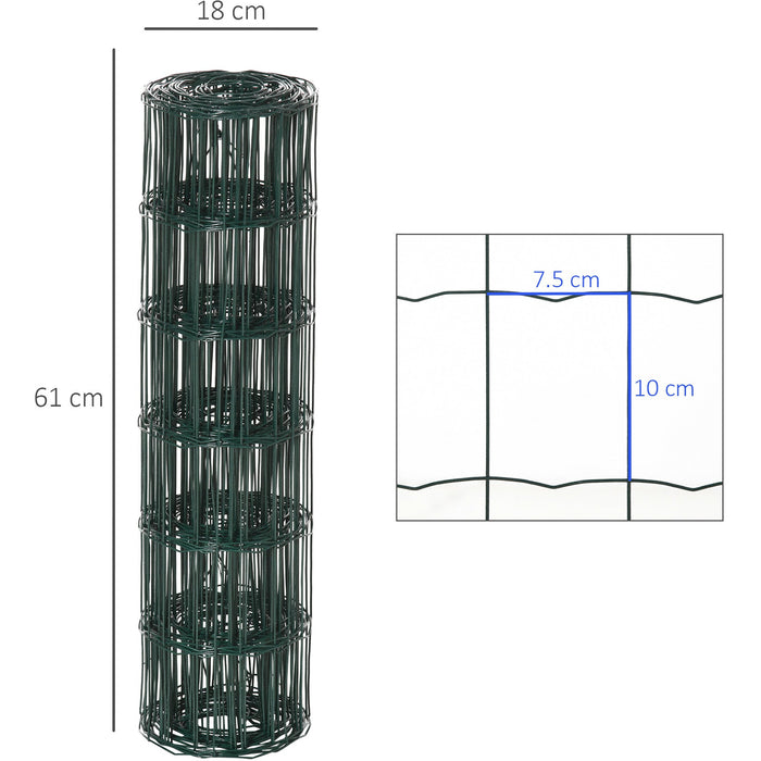 PVC Coated Chicken Wire Mesh, 61cm x 1000cm, Foldable, Green