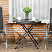 Outsunny Foldable Round Garden Table for 4, Outdoor Dining Table with HDPE Tabletop and Steel Frame, 80 x 80 x 73 cm, Dark Grey Outsunny