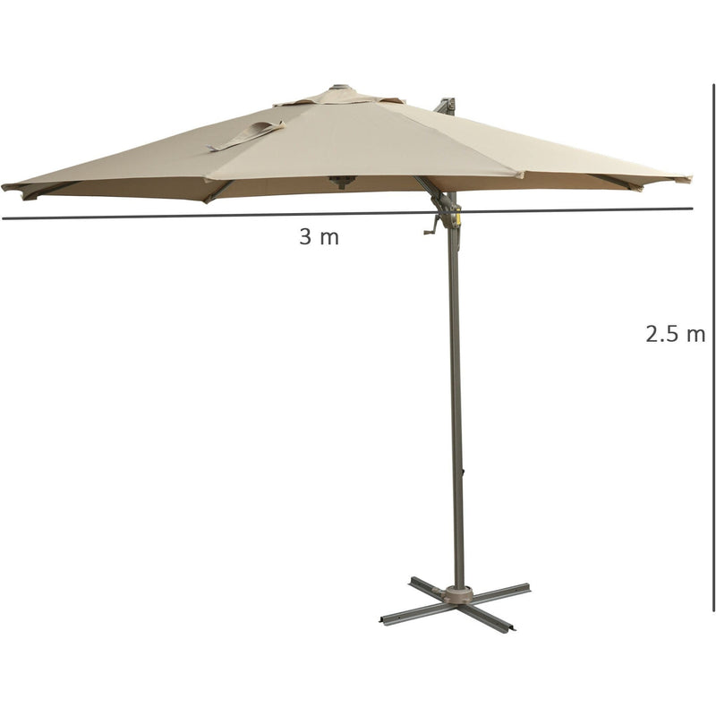 3M Cantilever Garden Parasols with 360° Rotation