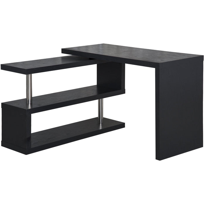 360° Rotating L Shaped Computer Desk With Shelves, Black