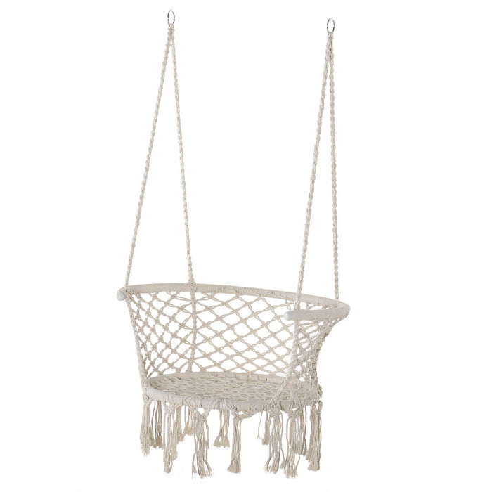 Cotton Rope Hammock Chair, Metal Frame, Cushion, Large Seat