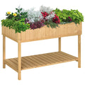8-Box Raised Wooden Planter Box, 110x46x76 cm Outsunny