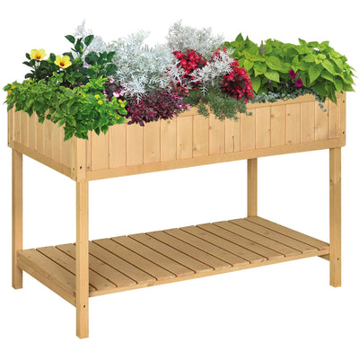 8-Box Raised Wooden Planter Box, 110x46x76 cm Outsunny