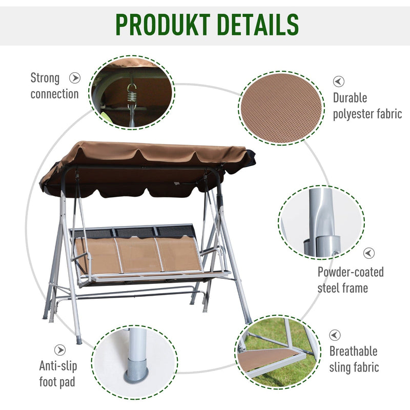 3 Seater Swing Chair Outsunny