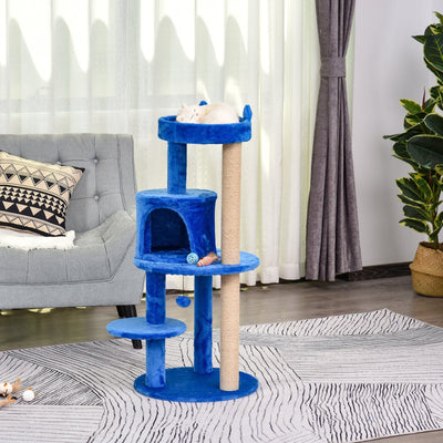 3-Tier Cat Activity Tree, Scratching Posts, Ear Perch, Toys Pawhut