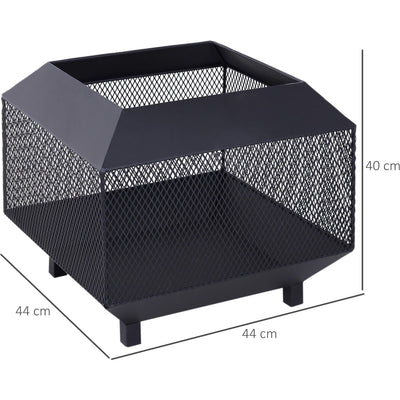 45cm Patio Fire Pit With Lid, Log Grate, Poker Outsunny