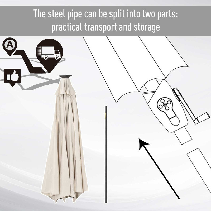 2.7m Garden Umbrella With Lights, Tilt, Crank