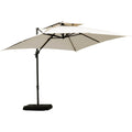 Premium Roma 3m Square Cantilever Parasol With Base Outsunny