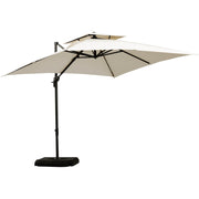 Premium Roma 3m Square Cantilever Parasol With Base Outsunny