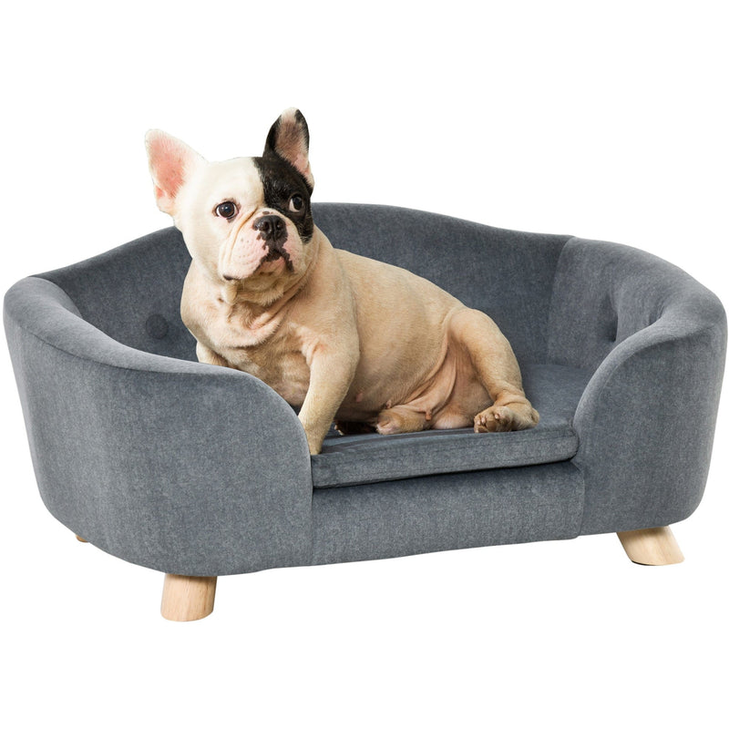Plush-Covered Pet Sofa with Wooden Frame, 70x47x30cm