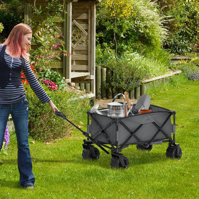 Folding Trolley For Beach, Garden, Camping, Grey Outsunny