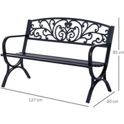 2 Seater Metal Garden Bench Outsunny