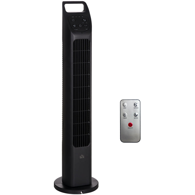 Oscillating Tower Fan, Remote, Timer, 3 Speed, Black Homcom