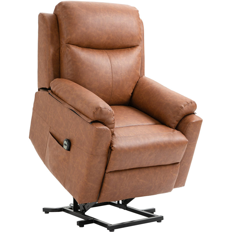 Power Lift Chair for Elderly, Brown Faux Leather
