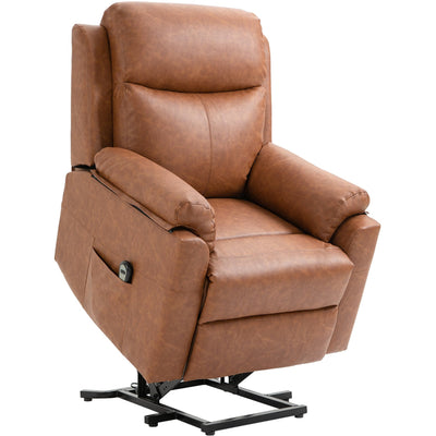 Power Lift Chair for Elderly, Brown Faux Leather Homcom