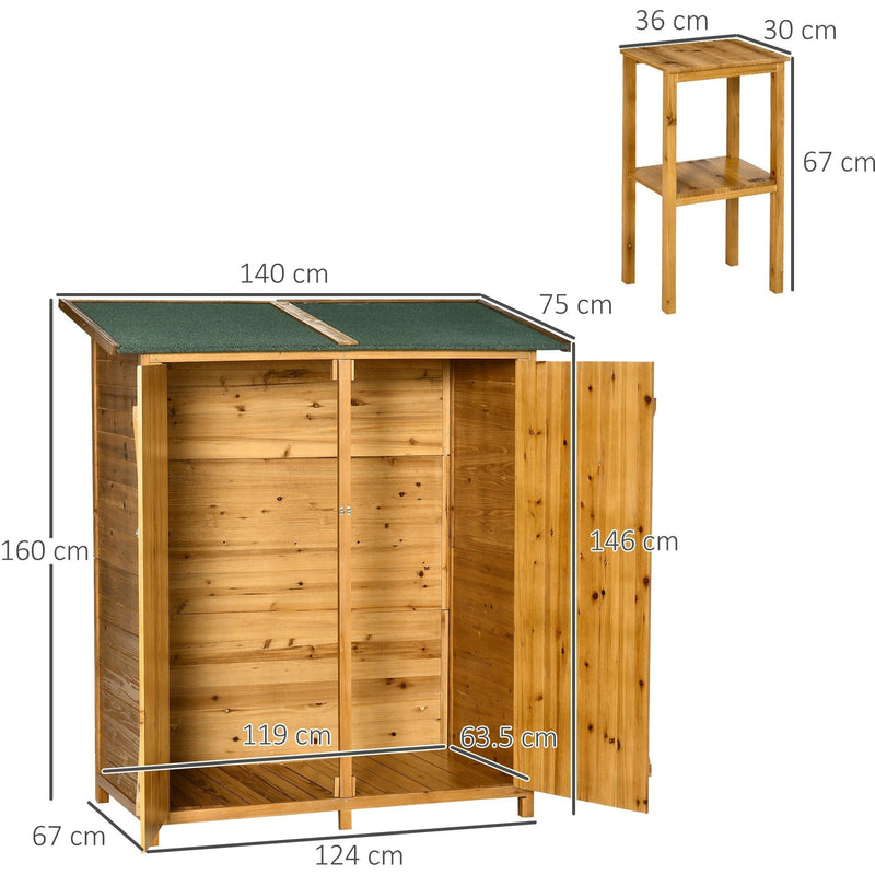 Small Wooden Shed - Storage Table, Asphalt Roof