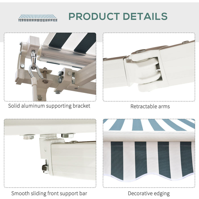 Manual Retractable Garden Patio Awning, 2.5m x 2m