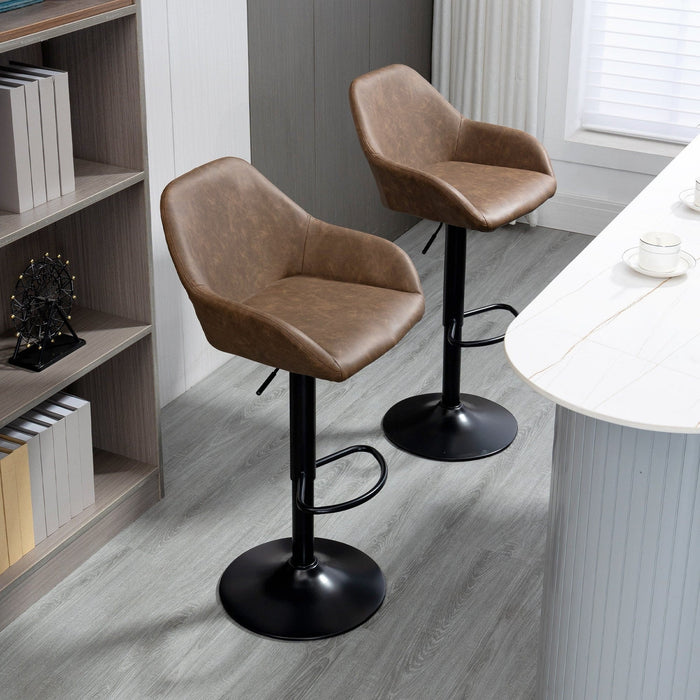 Swivel Barstools Set of 2, PU Leather, Steel Base