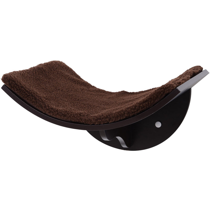 Brown Wall-Mounted Cat Shelf Bed w/ Fleece Cushion