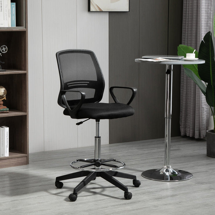 Ergonomic Drafting Chair With Wheels, Arms, Mesh Back