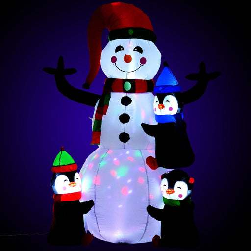 Image of a 6ft Blow Up Snowman and Penguins 