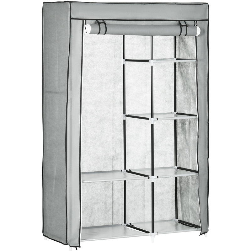 Light Grey 6-Shelf Foldable Fabric Wardrobe
