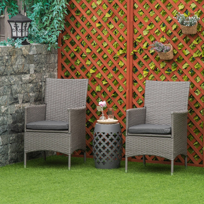 Garden Furniture Bistro Set, 2 Rattan Armchairs and Table