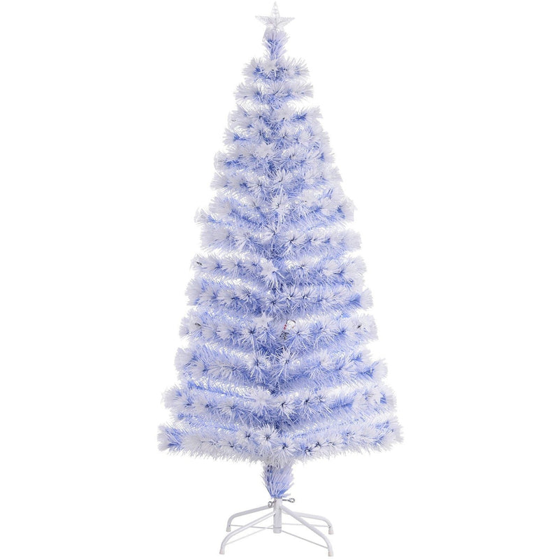 Artificial Fibre Optic Christmas Tree Seasonal Decoration w/ 20 LED Lights Pre-Lit Easy Store White Blue 5FT