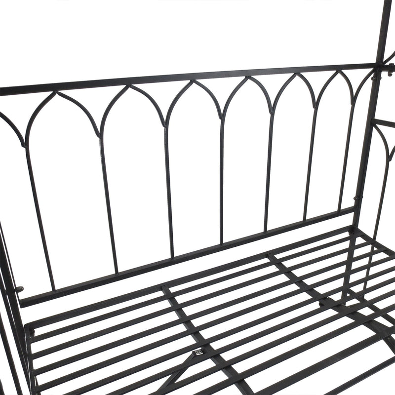 Garden Arbour Bench for Two with Extra Wide Seat and Climbing Plant Support Black Outsunny