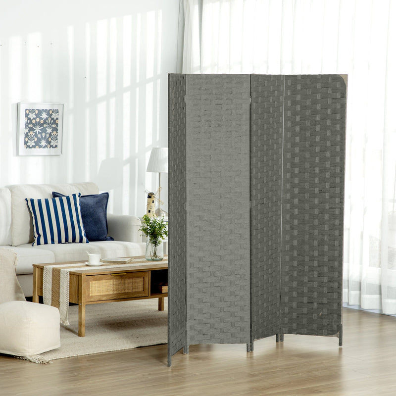 Grey Wave 4-Panel Room Divider, 170cm