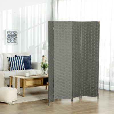 Grey Wave 4-Panel Room Divider, 170cm Homcom