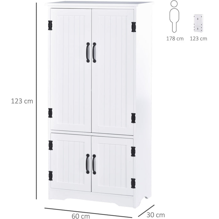 White Floor Storage Cabinet w/ Adjustable Shelves